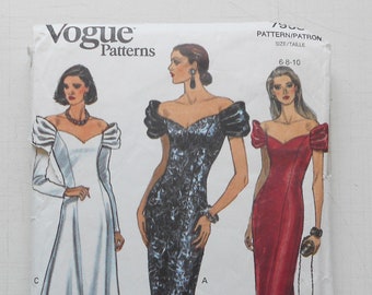 Vogue 7958, Size 6,8,10; UNCUT, Out of Print, Vintage, Evening Dress Pattern, Bridesmaid Dress, 90's Party Dress, Dinner Gown