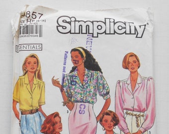 Simplicity 9857, Size 6,8,10,12,14; UNCUT, Out of Print, Vintage, Blouse Pattern