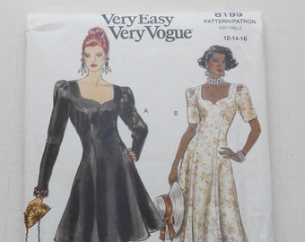 Vogue 8199, Size 12,14,16; UNCUT, Out of Print, Vintage, Dress Pattern