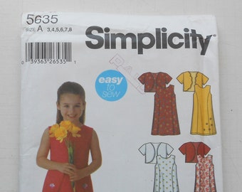 Simplicity 5635, Size 3,4,5,6,7,8; UNCUT, Out of Print, Dress, Jumper, Jacket Pattern