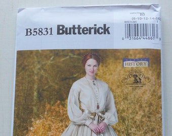 Butterick 5831, Size 8,10,12,14,16; UNCUT, Nancy Farris-Thee Pattern, Victorian/Civil War Dress and Petticoat Pattern