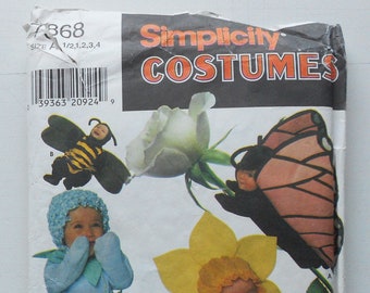 Simplicity 7868, Size 1/2, 1,2,3,4; UNCUT, Out of Print, Andrea Schewe Pattern, Flower Baby Pattern, Halloween, Cosplay