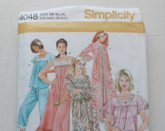 Simplicity 4048, Size M,L,XL (14-24); UNCUT, Out of Print, Nightgown, Pajamas and Robe Pattern