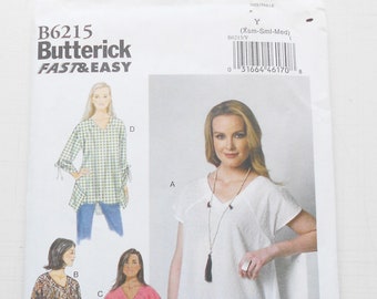 Butterick 6215, Size Xsm, Sml, Med (4 - 14); UNCUT, Loose Top Pattern, Fast and Easy Pattern