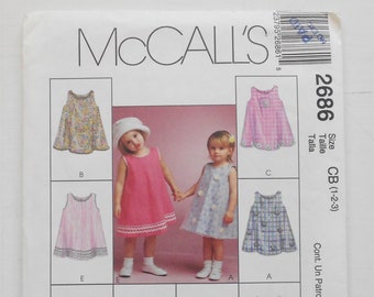 McCall's 2686, Size 1,2,3; UNCUT, Out of Print, Vintage, Kids Dress Pattern
