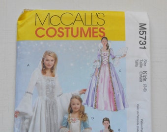 McCall's 5731, Size 3,4,5,6,7,8; UNCUT, Kids Princess Costume Pattern