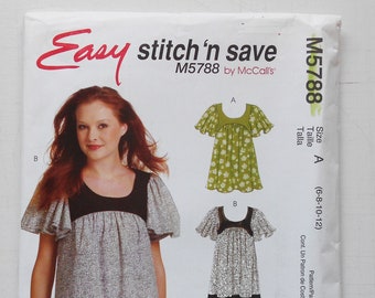 McCall's 5788, Size 6,8,10,12; UNCUT, Out of Print, Stitch n Save, Top Pattern, Tunic Pattern