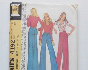 McCall's 4192, Size 10; UNCUT, Out of Print, Vintage, 1974, Top and Pants Pattern