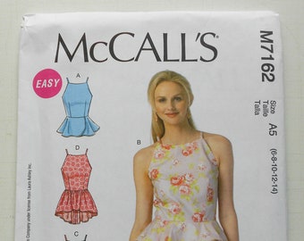 McCalls 7162; Size 6,8,10,12,14; UNCUT, Out of Print, McCall's Peplum Top