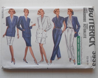 Butterick 3933, Size 12,14,16; UNCUT, Out of Print, Vintage, 1989, Jacket, Blouse, Skirt, Shorts, Pants Pattern