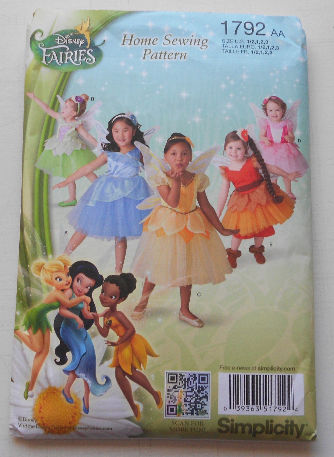 Simplicity 1792 Disney Fairies Sewing Pattern, Size 1/2-3 (UNCUT) - Etsy