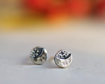 Luna Light Studs  | Sterling Silver Moon Stud Earrings