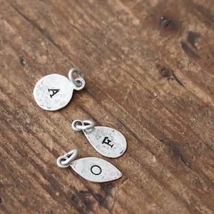 Initial Charms - Rustic sterling silver initial charm. Add on