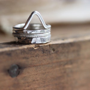 Summit . Sterling Silver Thick Triangle Mountain Stack Ring image 2