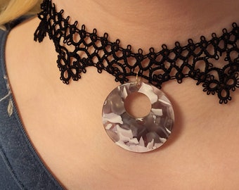 HANDMADE  TATTED CHOKER Necklace Gift for Mom, Friend Gift, Steampunk, Anime, Costume accessory