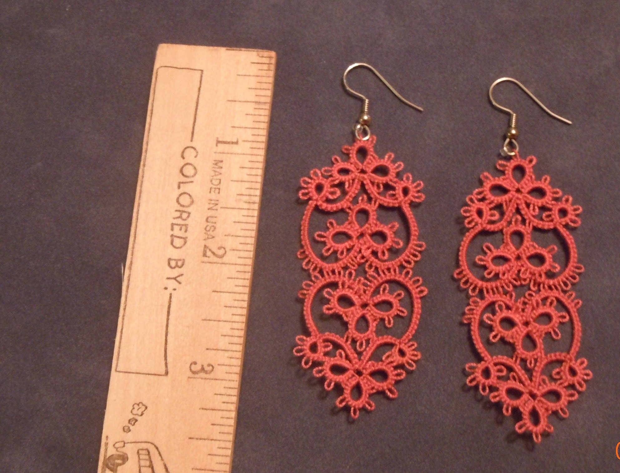 Tatted EARRINGS two Heart Dangle Earrings Tatting Etsy