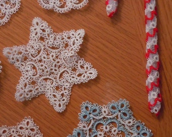 7 DIGITAL Tatted CHRISTMAS Ornament Patterns -- that I created -- A Lacemakermom Christmas pdf booklet