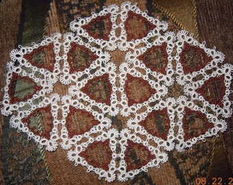 Tatted  DOILY  ready-made Tatting  My ORIGINAL pattern  Versatile Triangles  New twist on lace