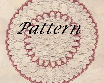 PATTERN:  Tatted   ROSE  CENTER  Doily ---   Consists of 1 Tatting Pattern - - Pattern Only