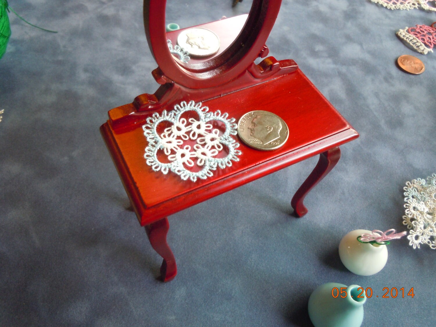 Tatted Lacey Center DOLLHOUSE sized DOILY 1.25 Etsy