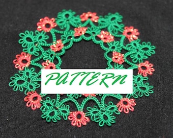 Tatted Christmas Wreath Pattern: Tatting Ornament (Digital File)