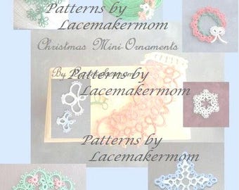 15 Digital Tatted MINI Christmas Ornament Patterns, Mini Angel, Star (PDF Pattern)