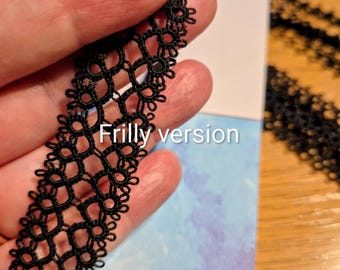 Tatted Choker, Double Row, MADE TO ORDER, handmade by me, Ladder like, Frilly, Light, Lacy, 2 versions "Double Frilly" or "Double Picots"