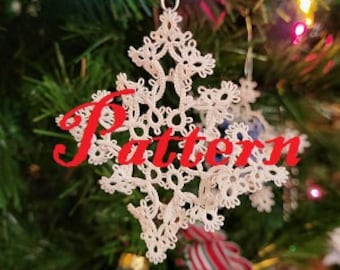 NEW for Christmas 2023 PATTERN Tatted  Intertwined SNOWFLAKE Tatting Pattern pdf Christmas Ornament - includes Diagram for needle or shuttle