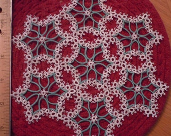 Tatted  DOILY  Tatting  Ready- Made - - PAULINA pattern!!  In my CUSTOM listing this would be 7 Snowflakes