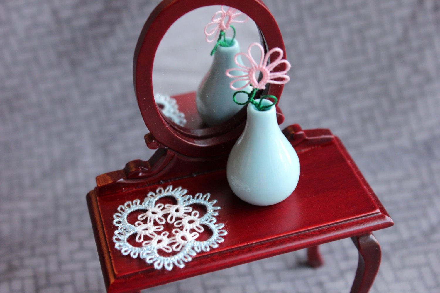 Tatted Lacey Center DOLLHOUSE sized DOILY 1.25 Etsy