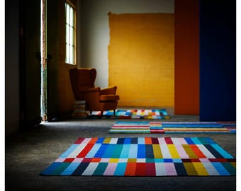 Multicolor Wool Kilim Rug: Handmade Vintage Flatweave, Scandinavian Boho Decor