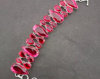Beautiful Garnet statement bracelet,925 sterling silver bracelet,handmade bracelet,gift for women,birthday gift,red garnet bracelet