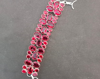 Garnet bracelet,925 sterling silver bracelet,handmade bracelet,gift for women,birthday gift,red garnet bracelet