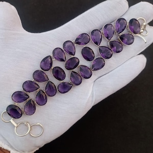 Beautiful Amethyst bracelet,925 sterling silver bracelet,handmade bracelet,gift for women,birthday gift,purple gemstone bracelet