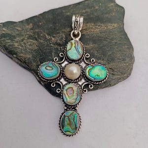 Natural abalone shell/ pearl,925 sterling silver pendent ,handmade pendent, gift for women ,birthday gift ,luxury jewelry