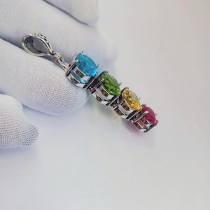peridot/garnet/citrine/topaz pendent,925 sterling silver pendent,handmade pendent,gift for women,birthday gift,multi gemstone pendent