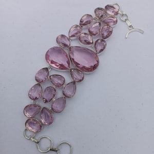 Pink topaz bracelet,925 sterling silver bracelet,handmade bracelet,gift for women,birthday gift,topaz bracelet