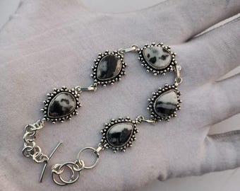 天然バッファロージャスパーブレスレット、925スターリングシルバーブレスレット、ハンドメイドブレスレット、女性へのギフト、誕生日プレゼント、ジャスパーブレスレット、高級ギフト