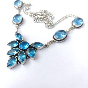 Topaz necklace,925 sterling silver necklace,handmade necklace,gift for women,birthday gift,blue topaz necklace