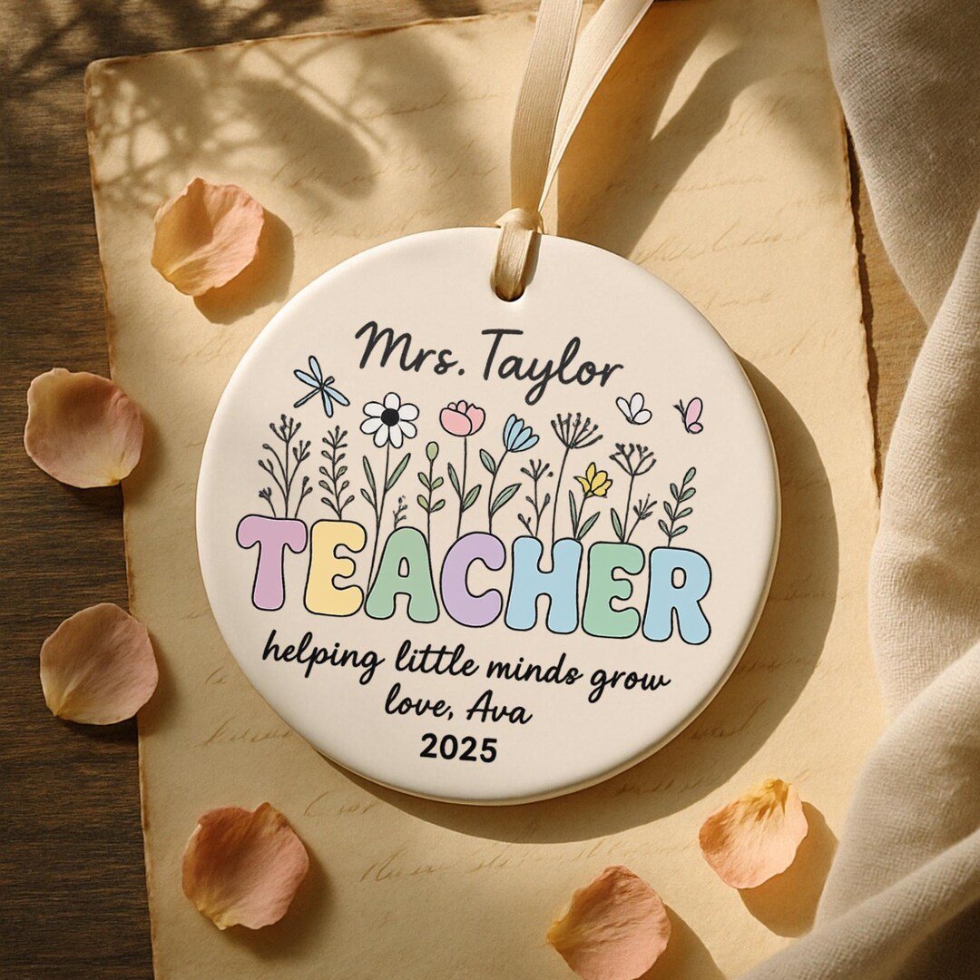 Personalized Teacher Appreciation Ornament - Custom Ceramic Gift - Etsy