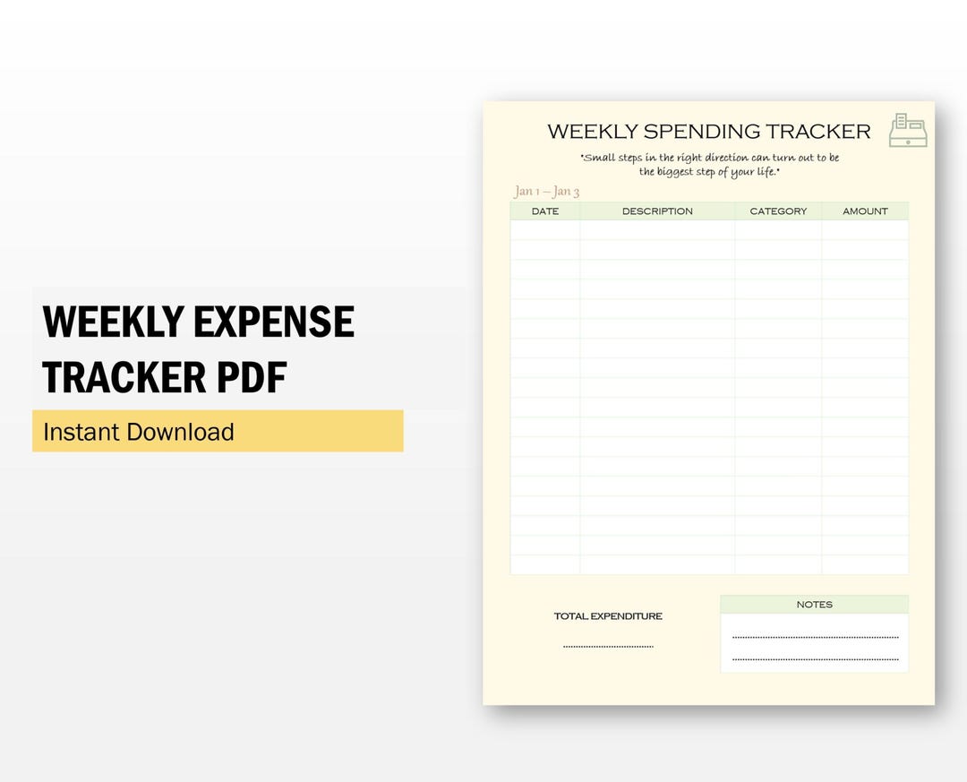 Printable Weekly Expense Tracker | Digital Budget Planner PDF | Instant ...