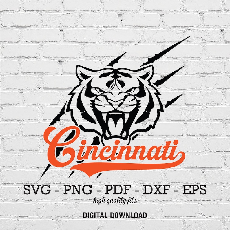 Cincinnati Game Day SVG PNG Files Orange & Black Easy to Change Colors ...