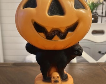 VTG 1969 Empire Blow Mold JOL Pumpkin Black Cat Witches 14” w/Cord EUC Halloween