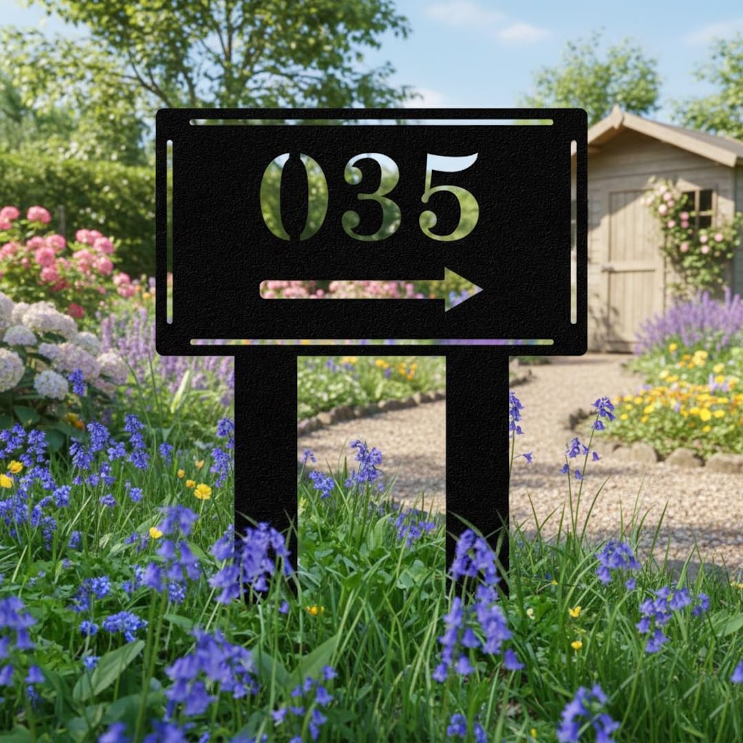 Personalized Garden Address Sign, Metal House Number Sign With ...