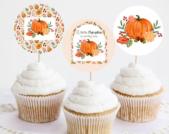 Our Little Pumpkin Baby Shower Cupcake Toppers | Fall Baby Shower Decorations | Printable Autumn Cupcake Toppers | Fall Party Decor