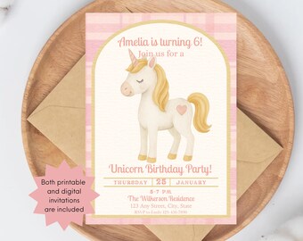 Invitación de cumpleaños de unicornio / Invitación mágica para fiesta de unicornio / Invitación de cumpleaños editable / Descarga instantánea
