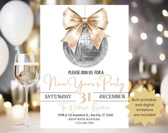 New Year’s Eve Party Invitation | Minimalist New Year Invite | NYE Celebration Invite | Printable and Digital Editable Invite