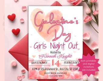 Galentine’s Girls Night Out Invitation | Valentine’s Party Invite | Girls Night Printable | Editable Canva Invite