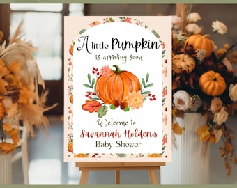 A Little Pumpkin Baby Shower Welcome Sign | Fall Baby Shower Sign | Autumn Baby Shower Sign | Rustic Printable Pumpkin Welcome Poster