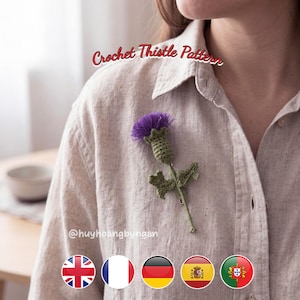 Crochet Thistle Pattern | Realistic Flower Crochet Pattern | Easy Floral Decoration | Multilingual DIY Tutorial (PDF Download)